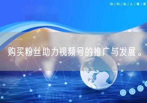 购买粉丝助力视频号的推广与发展。