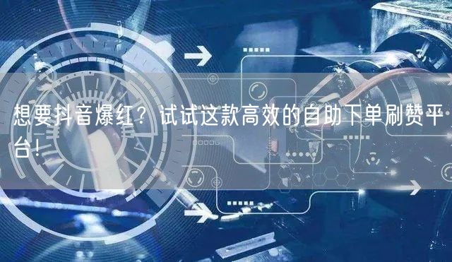 想要抖音爆红？试试这款高效的自助下单刷赞平台！