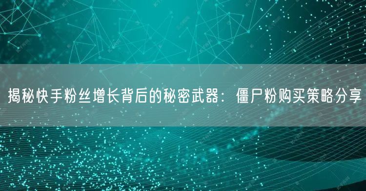 揭秘快手粉丝增长背后的秘密武器：僵尸粉购买策略分享