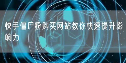 快手僵尸粉购买网站教你快速提升影响力