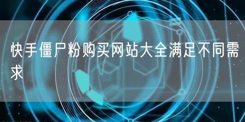 快手僵尸粉购买网站大全满足不同需求