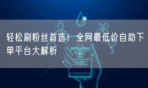 轻松刷粉丝首选！全网最低价自助下单平台大解析