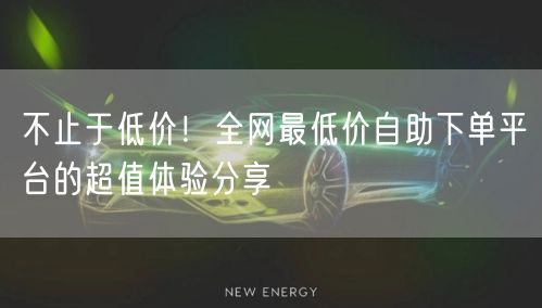 不止于低价！全网最低价自助下单平台的超值体验分享