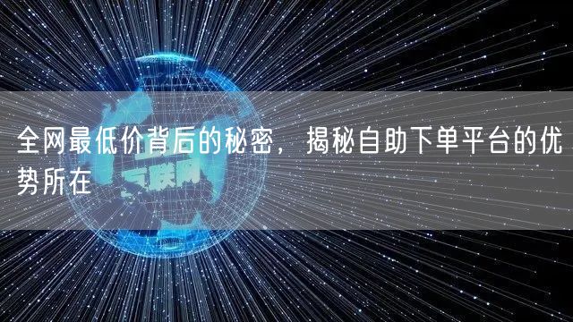 全网最低价背后的秘密，揭秘自助下单平台的优势所在