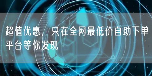 超值优惠，只在全网最低价自助下单平台等你发现
