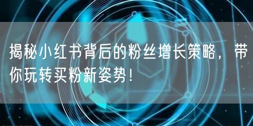揭秘小红书背后的粉丝增长策略，带你玩转买粉新姿势！