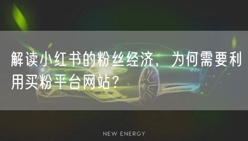 解读小红书的粉丝经济，为何需要利用买粉平台网站？