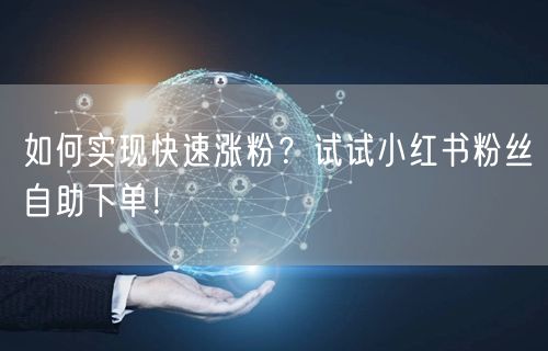 如何实现快速涨粉？试试小红书粉丝自助下单！