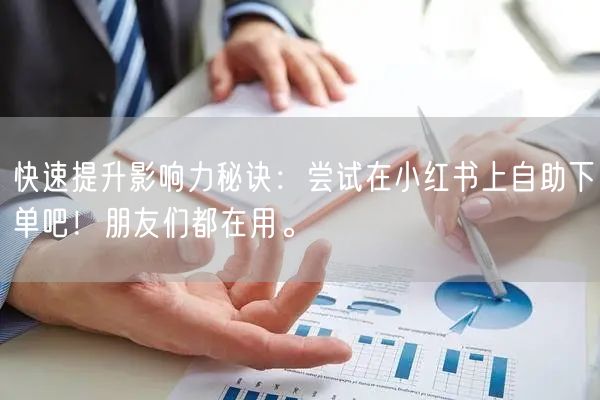 快速提升影响力秘诀：尝试在小红书上自助下单吧！朋友们都在用。