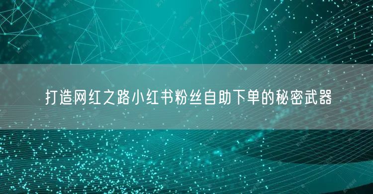 打造网红之路小红书粉丝自助下单的秘密武器