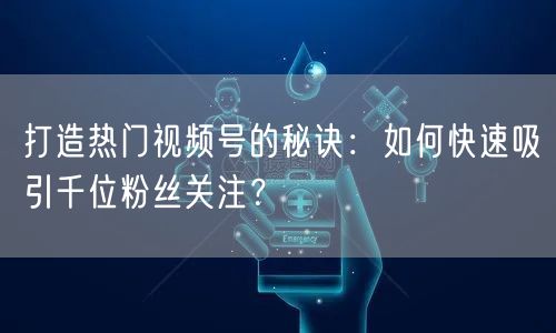 打造热门视频号的秘诀：如何快速吸引千位粉丝关注？