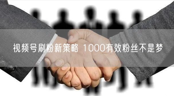 视频号刷粉新策略 1000有效粉丝不是梦