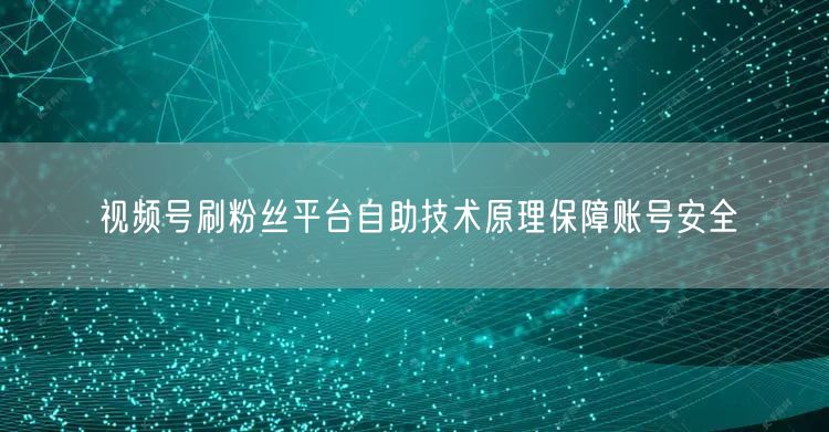 视频号刷粉丝平台自助技术原理保障账号安全