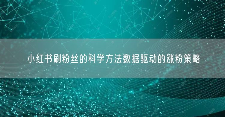 小红书刷粉丝的科学方法数据驱动的涨粉策略